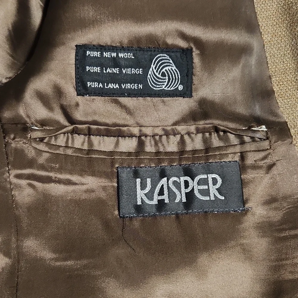 Vintage Kasper 100% Wool Tan Sport Coat Blazer Men's 42L
